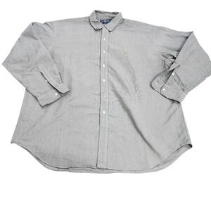 Ralph Lauren Blake Mens XXL Black White Micro Gingham Cotton Button Down Shirt
